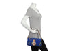 Fendi Blue Embroidered Suede and Python Baguette