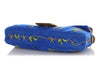 Fendi Blue Embroidered Suede and Python Baguette