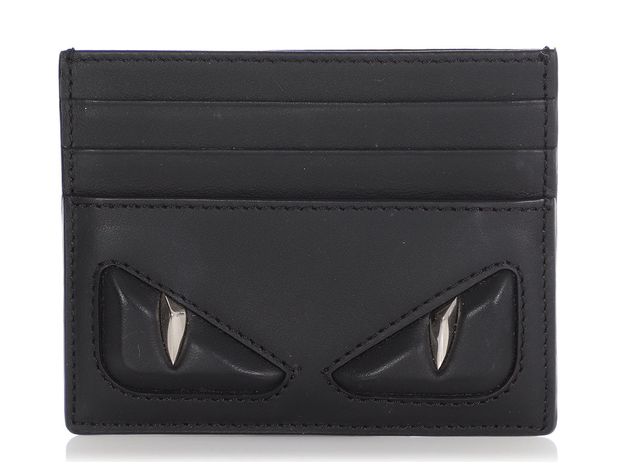 FENDI Monster Eyes Leather Wallet Black