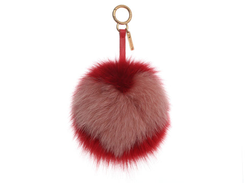 Fendi Red and Pink Fox Heart Pom Pom Charm