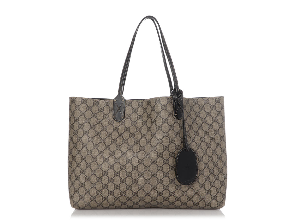 black canvas black gucci tote bag