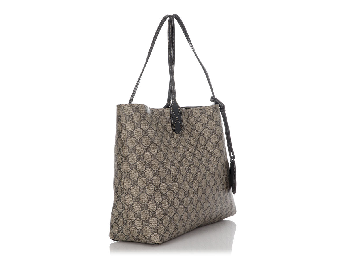 Gucci Large Black GG Supreme Monogram Reversible Tote