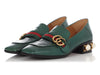 Gucci Green Mid-Heel Pearl Loafers