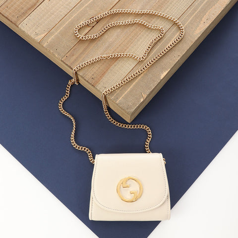 Gucci Medium White Blondie Chain Wallet