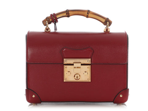 Gucci Small Red Bamboo Padlock Shoulder Bag