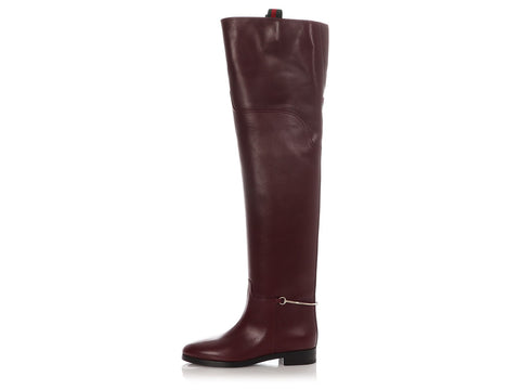 Gucci Burgundy Leather Clive Over-The-Knee Boots