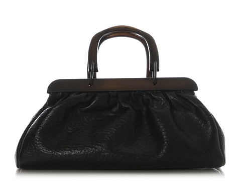 Gucci Black Pebbled Buffalo Leather Doctor’s Bag