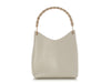 Gucci White Leather Bamboo Handle Tote