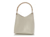 Gucci White Leather Bamboo Handle Tote