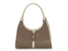 Gucci Vintage Beige Canvas and White Leather Bardot Bag