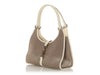 Gucci Vintage Beige Canvas and White Leather Bardot Bag