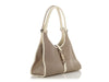 Gucci Vintage Beige Canvas and White Leather Bardot Bag