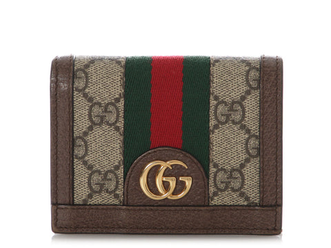 Gucci Brown GG Supreme Ophidia Card Case Wallet