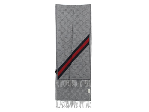 Gucci Gray GG Web Scarf