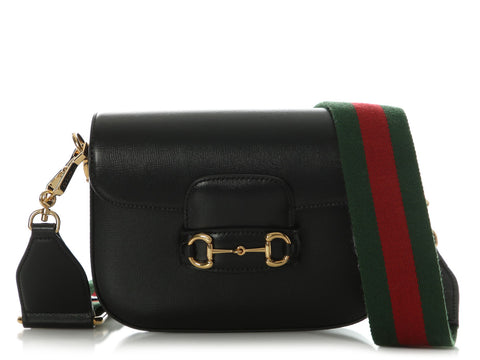 Gucci Mini Black Azalea Calfskin Web Horsebit 1955 Shoulder Bag