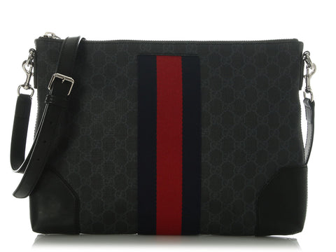 Gucci Soft GG Supreme Monogram Appia Calfskin Web East-West Messenger Bag
