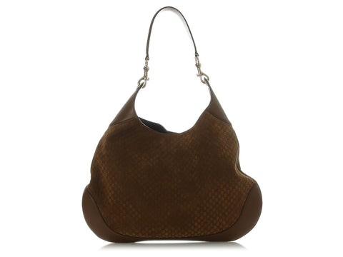 Gucci Large Brown Suede Microguccissima B Bag