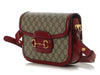 Gucci Red and Beige GG Supreme Horsebit 1955 Shoulder Bag