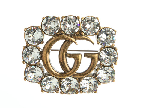 Gucci Double G Crystal Brooch