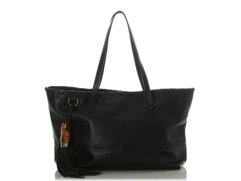 Gucci Black Bamboo Tassel Shopper