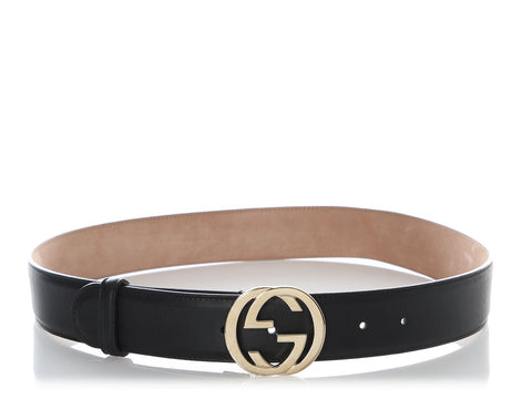 Gucci Black Leather GG Belt