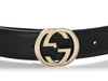 Gucci Black Leather GG Belt