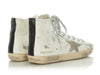 Golden Goose White Leather and Swarovski Crystal Francy High Top Sneakers