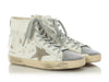 Golden Goose White Leather and Swarovski Crystal Francy High Top Sneakers