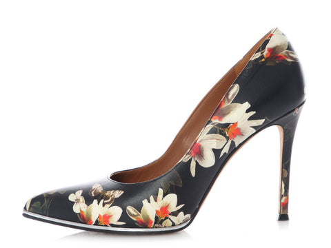 Givenchy Black Floral and Butterfly Print Pumps