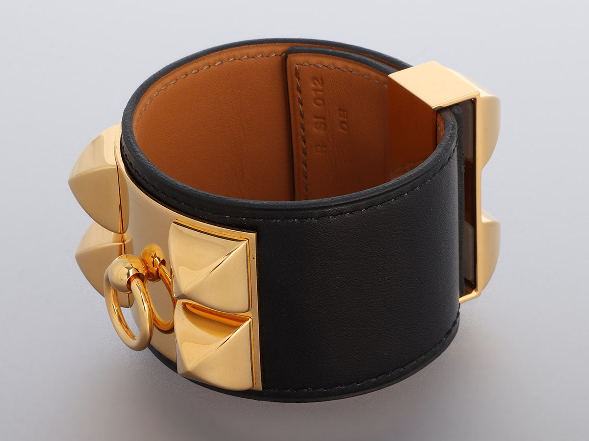 Collier de chien leather bracelet Hermès Orange in Leather - 32449034