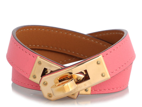 Hermès Rose Azalée Swift Kelly Double Tour Bracelet