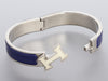 Hermès Narrow Navy and White Clic-Clac Bracelet