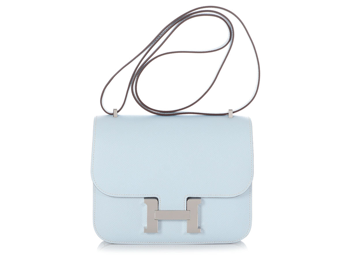 Hermes Constance mini Blue brume Epsom leather Silver hardware