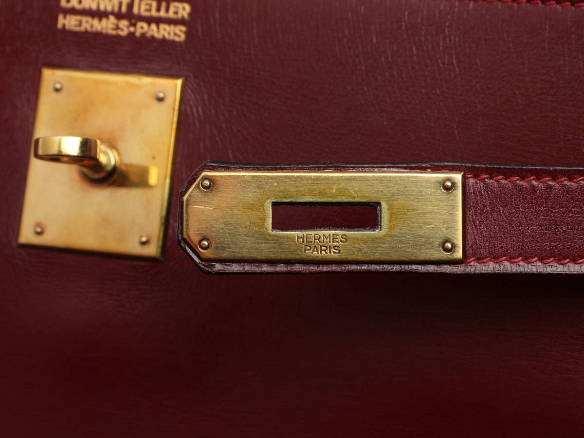 Hermès Kelly 32 Burgundy Bag In Box Leather