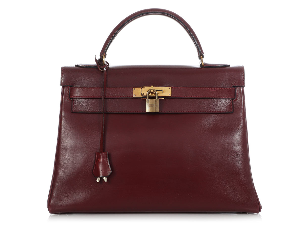 Hermes Kelly Bag Box Leather Gold Hardware In Red