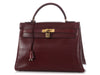 Hermès Vintage Burgundy Box Calfskin Kelly 32