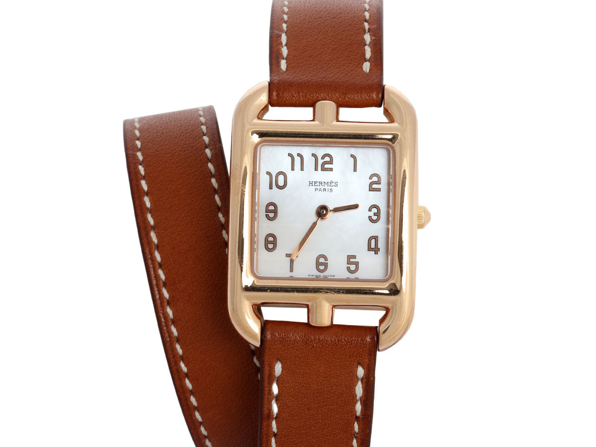 Hermès 18K Rose Gold Ladies Cape Cod Double Tour Watch