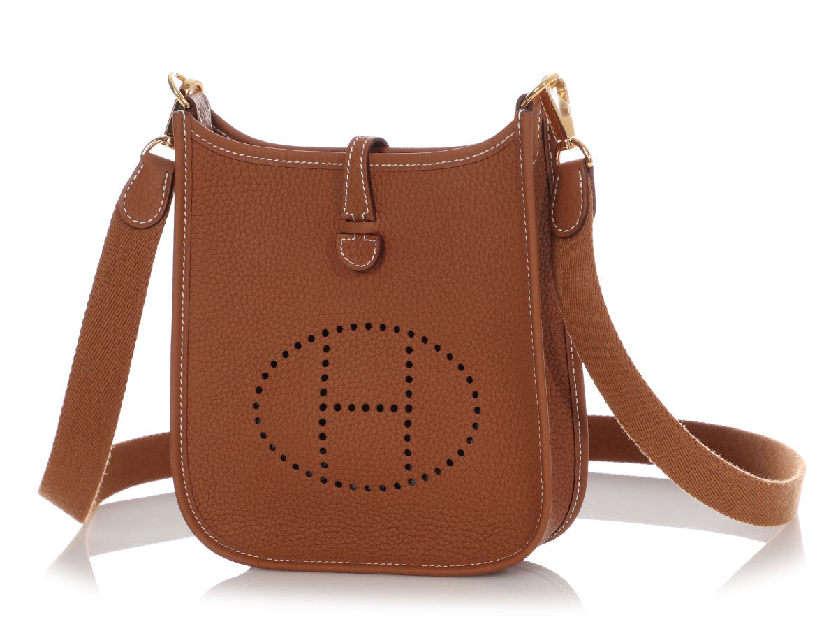 Hermes Gold Brown Mini TPM Evelyne Messenger Bag