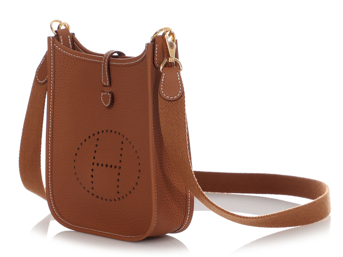 Hermes Gold Brown Mini TPM Evelyne Messenger Bag