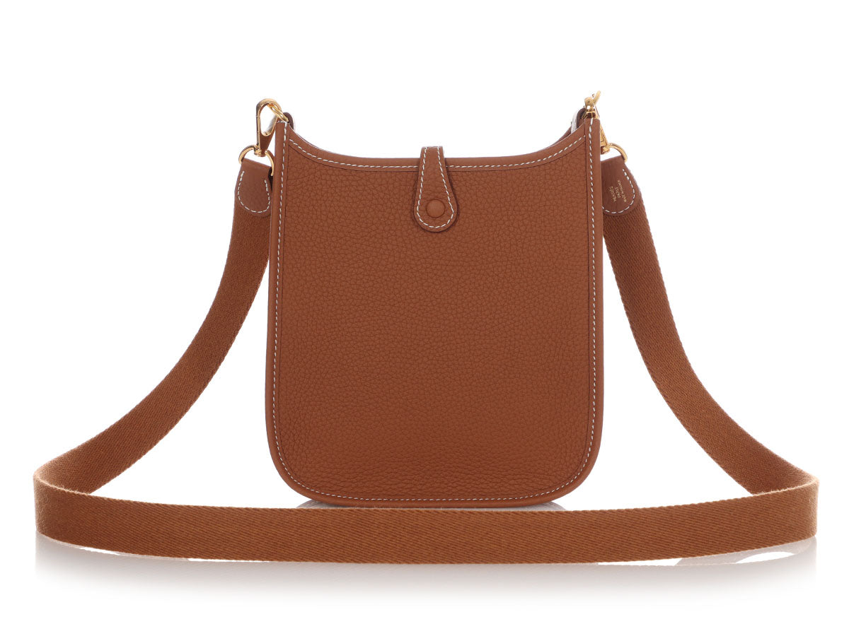 Hermes Gold Brown Mini TPM Evelyne Messenger Bag