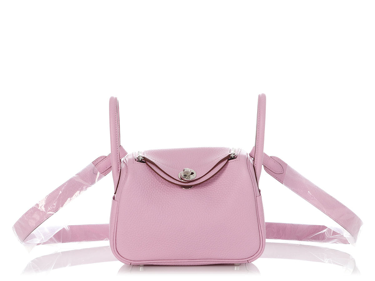 HERMES Taurillon Clemence Mini Lindy 20 Mauve Sylvestre 1282778