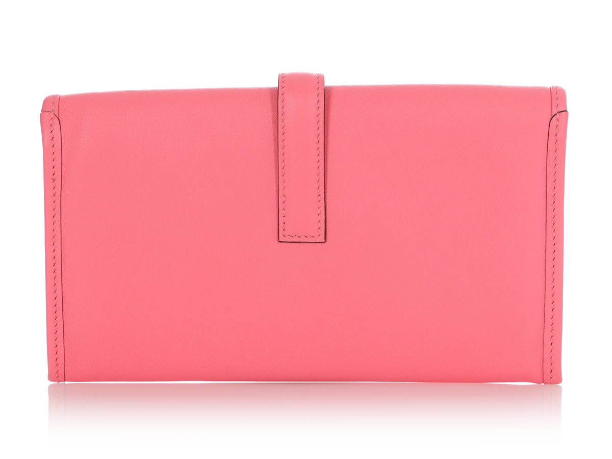 HERMES DOGON WALLET PORTEFEUILLE LONG CLUTCH ROSE AZALEE EVERCOLOR