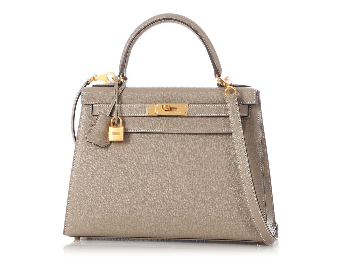 Hermes Kelly 28 Returnee Handbag Gris Tourterelle Special Order Chevre –  Bags Of Personality