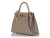 Hermès Special Order Gris Tourterelle Chèvre and Vert Bosphore Kelly 28