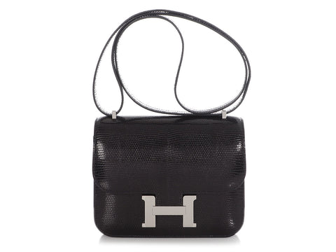 Hermès Black Shiny Lizard Constance 18