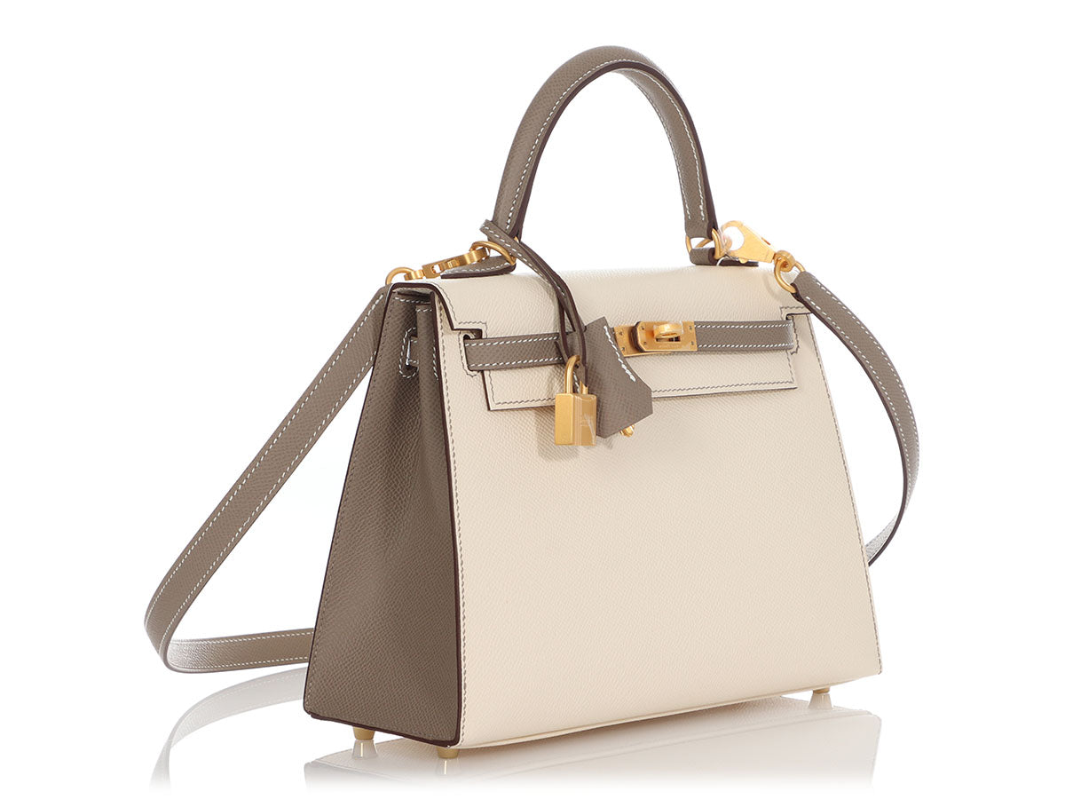 Hermes Special Order (HSS) Kelly Sellier 25 Gris Perle and Nata