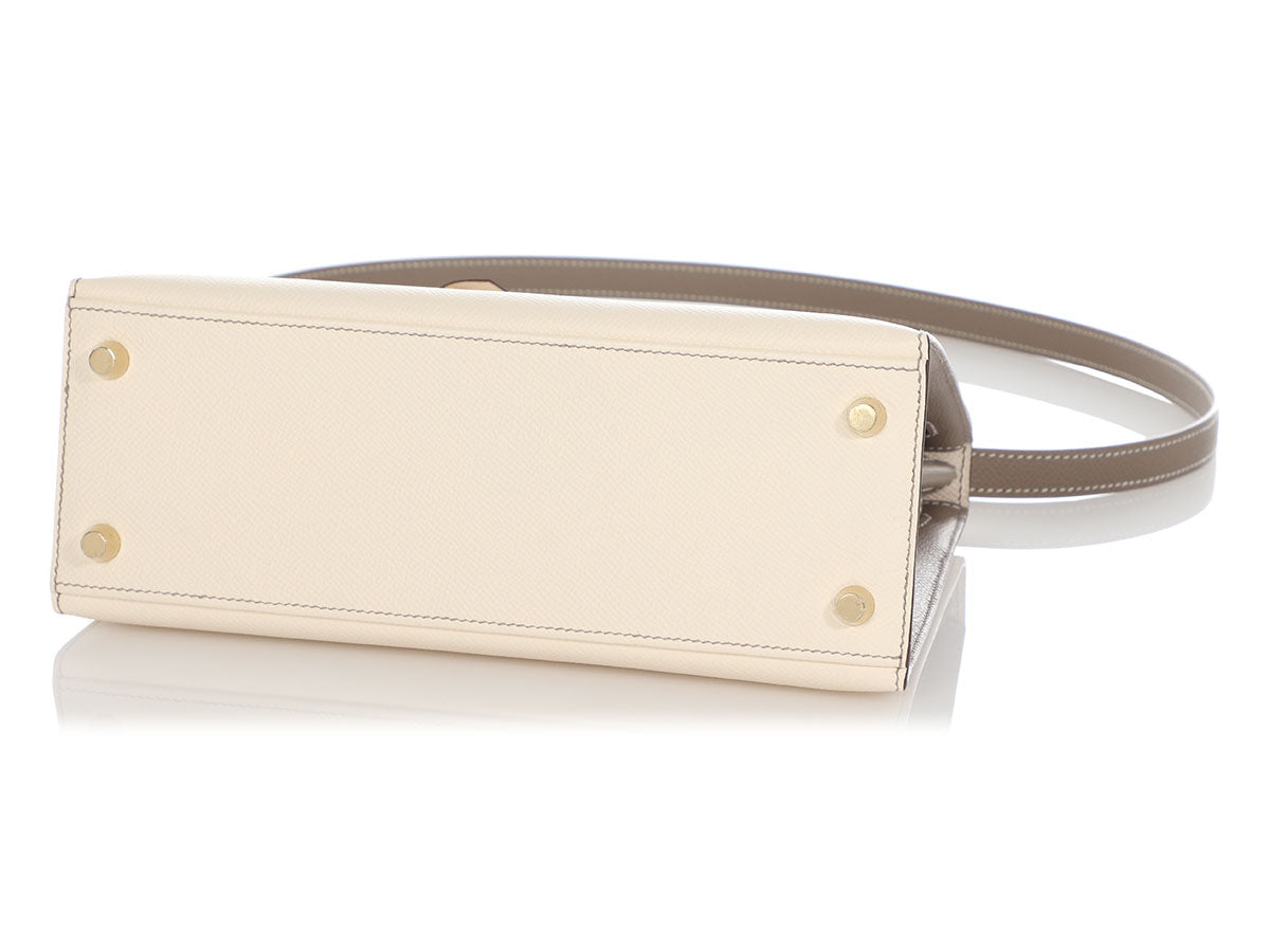 Hermes Kelly 25 Epsom Bi-Color Nata/Etoupe Special Order Palladium Har–  Wrist Aficionado