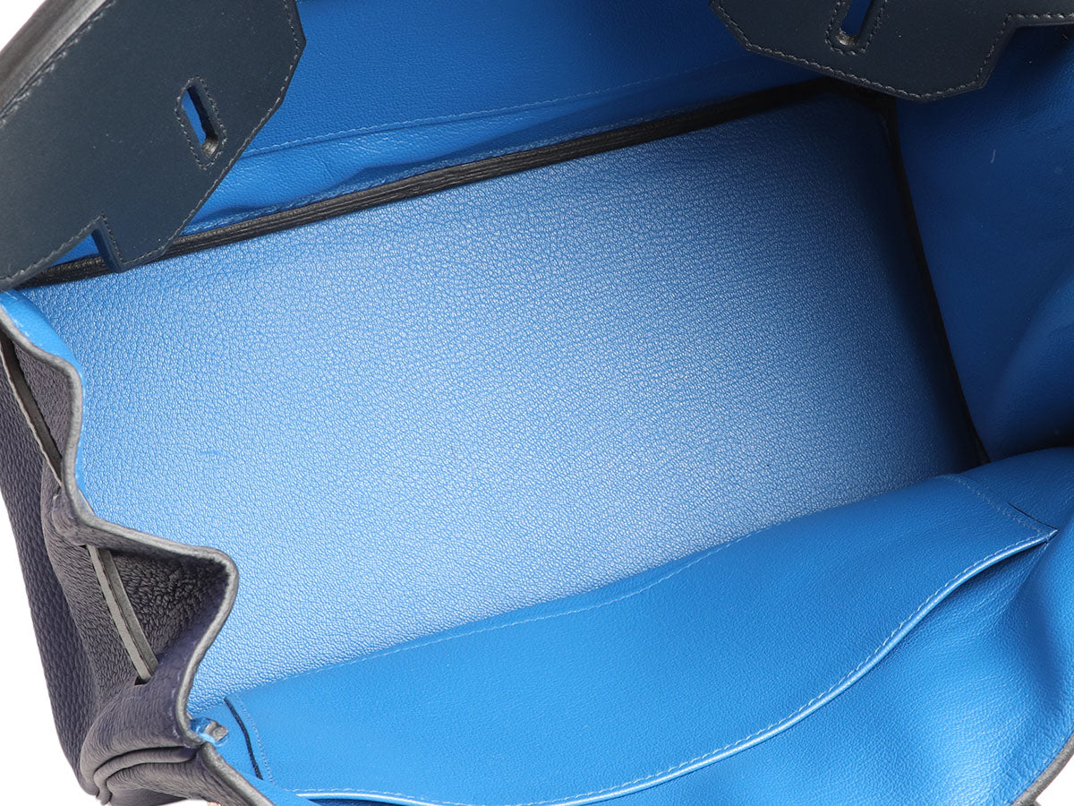 Hermes Birkin 30 Touch Bleu Encre/Bleu Encre Togo/Niloticus Lisse Shiny  Palladium Hardware #D - Vendome Monte Carlo