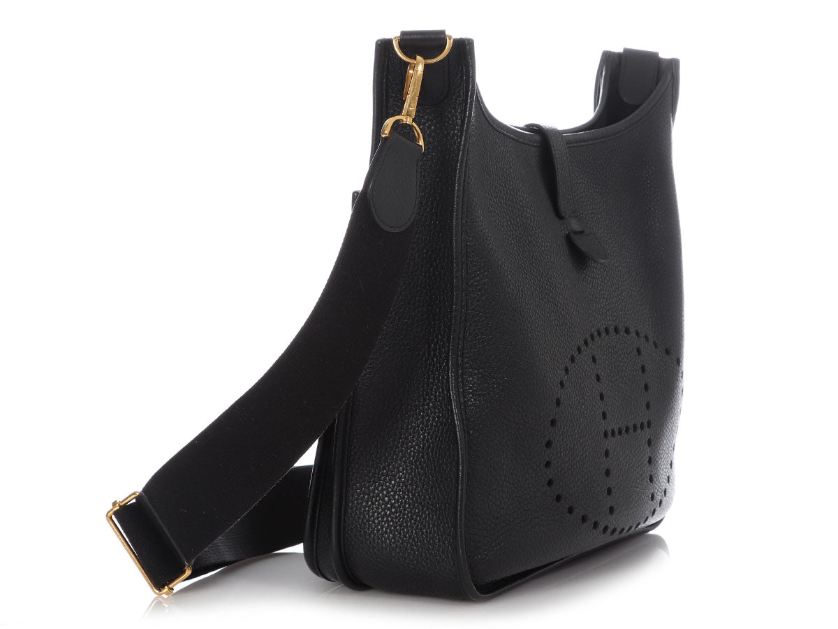 Hermès Clemence Evelyne III PM Black Leather Pony-style calfskin ref.905505  - Joli Closet