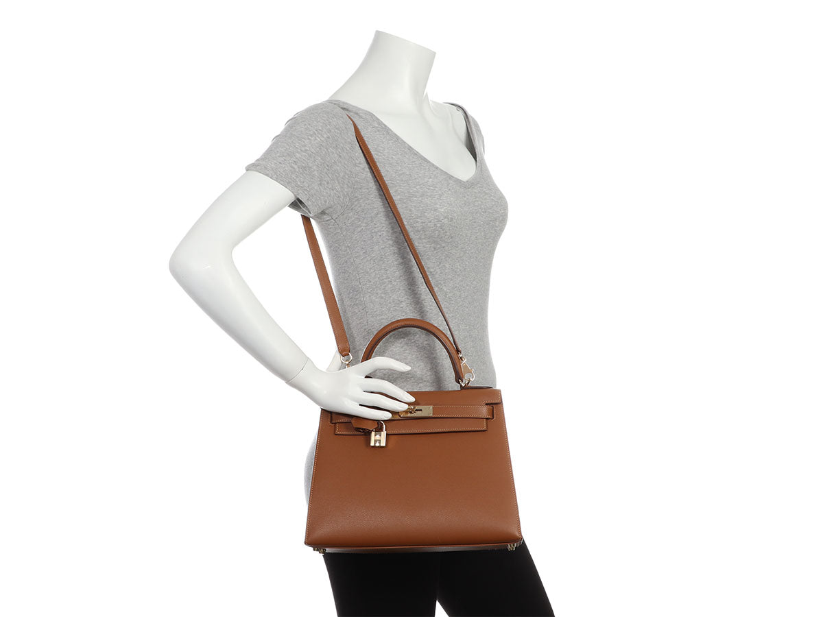 MIGHTYCHIC • Hermes Kelly 28 Retourne Horseshoe Anemone Brushed GHWl 